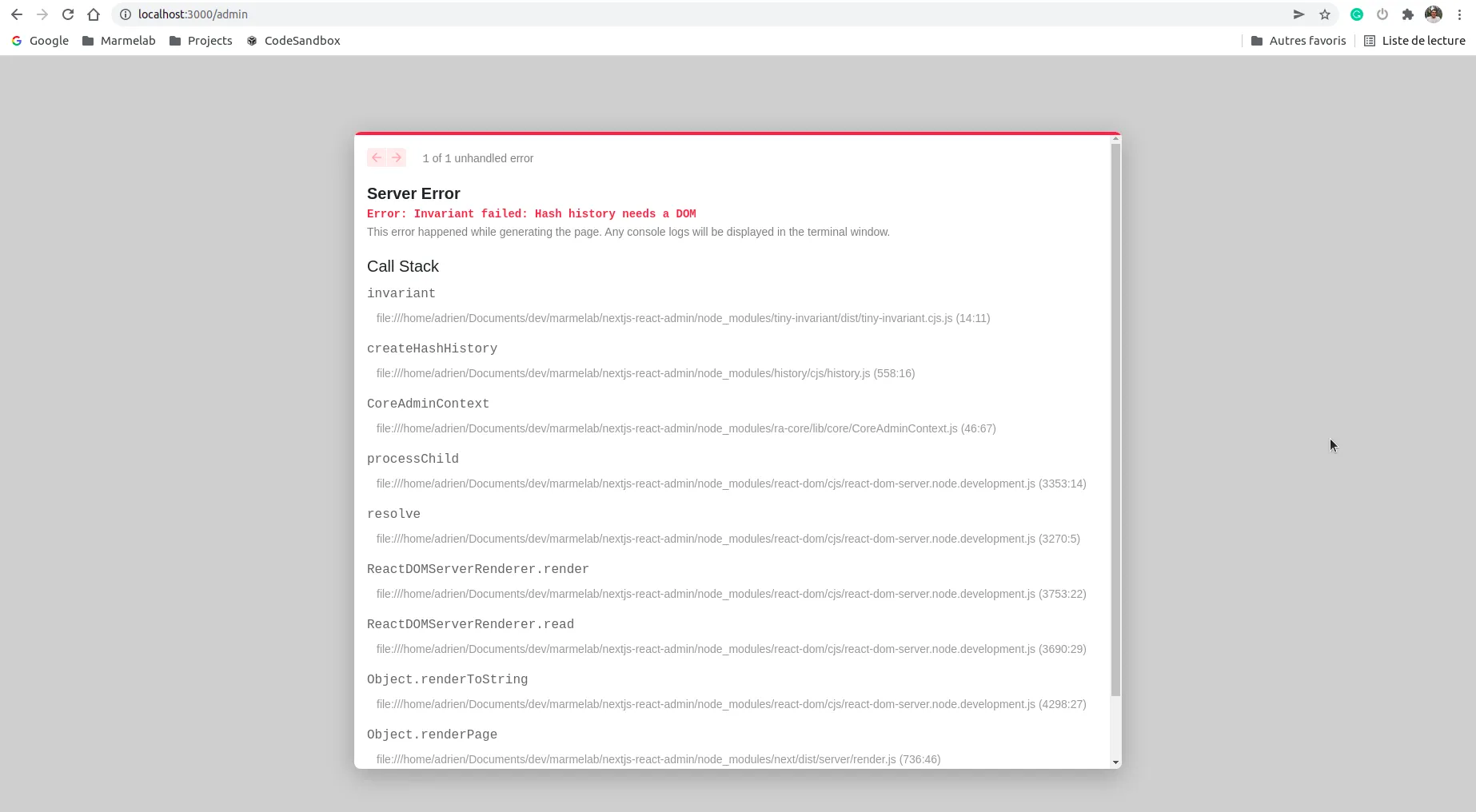 Failing Page