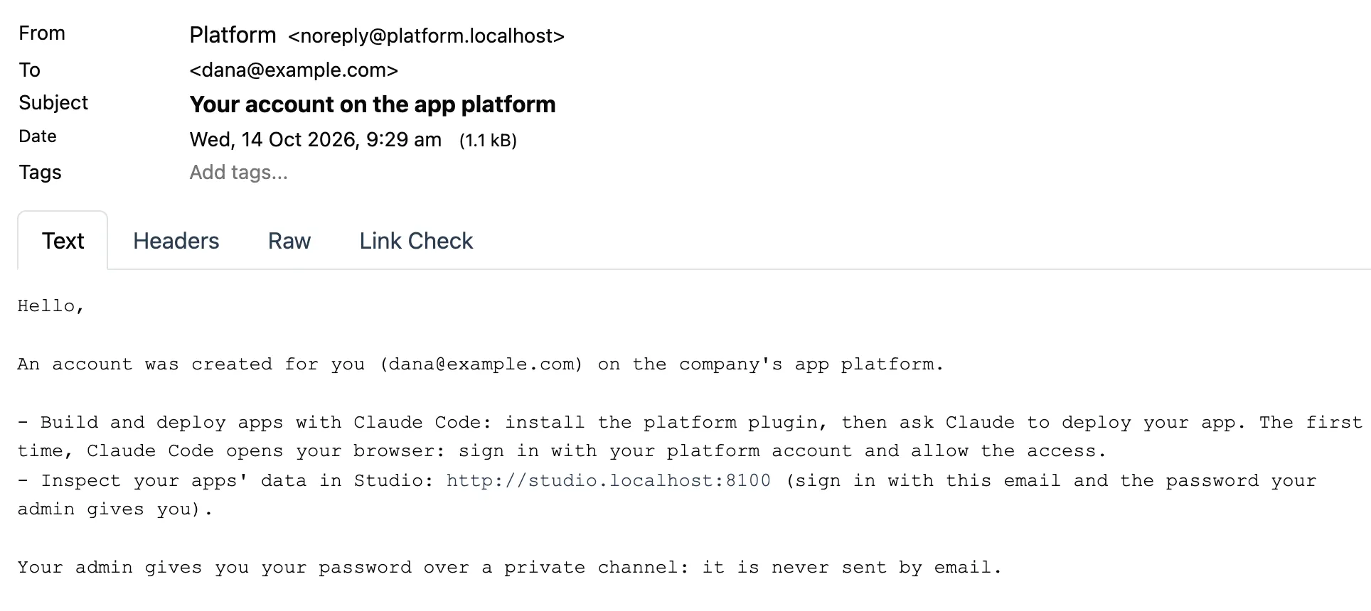 Welcome email