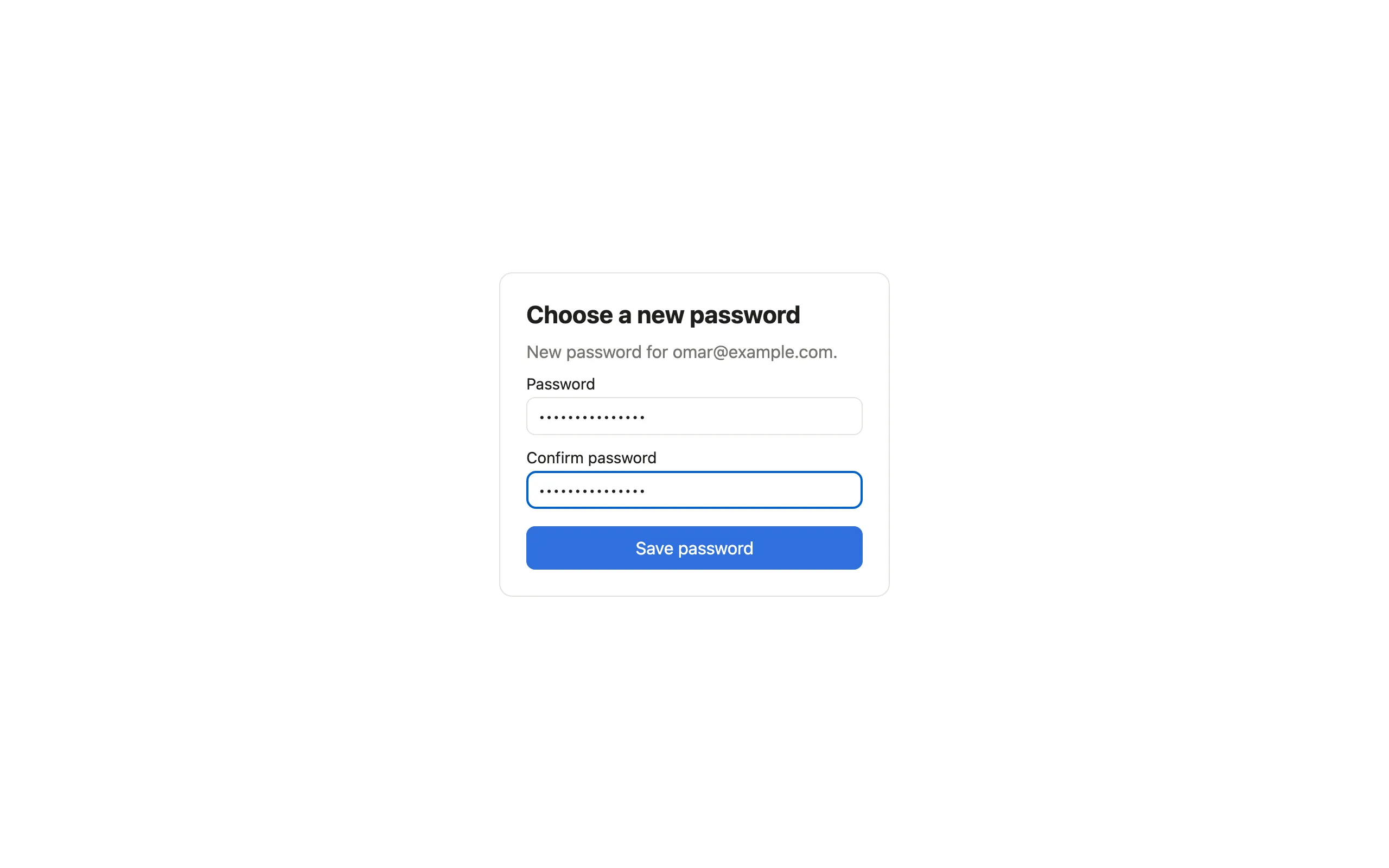 Omar chooses a new password