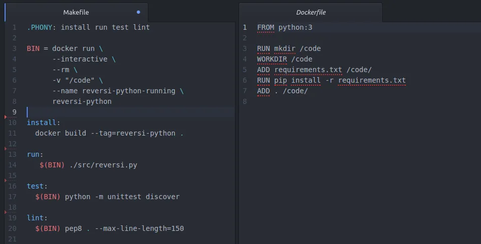 Makefile et Dockerfile