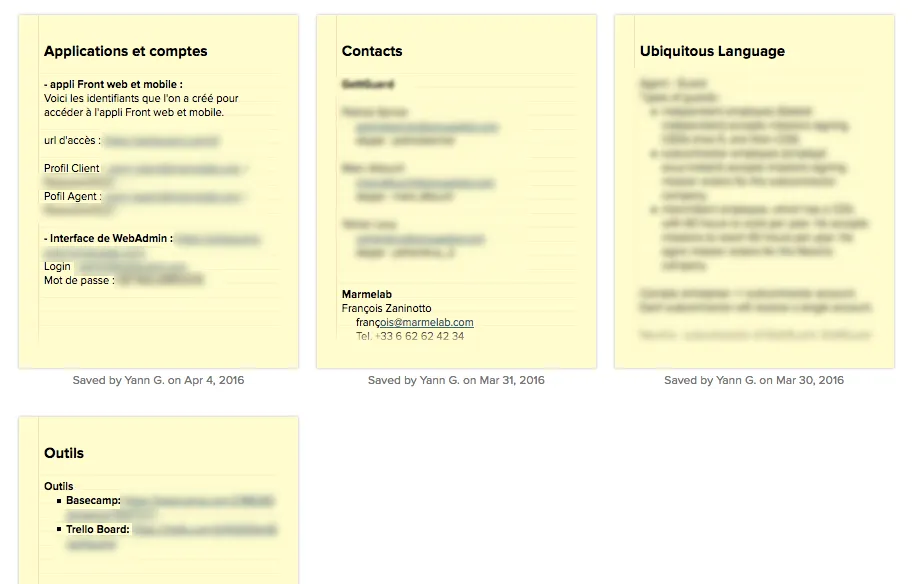 Exemple de cdocumentation sur Basecamp