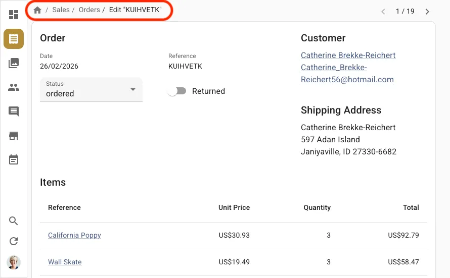 Breadcrumb component