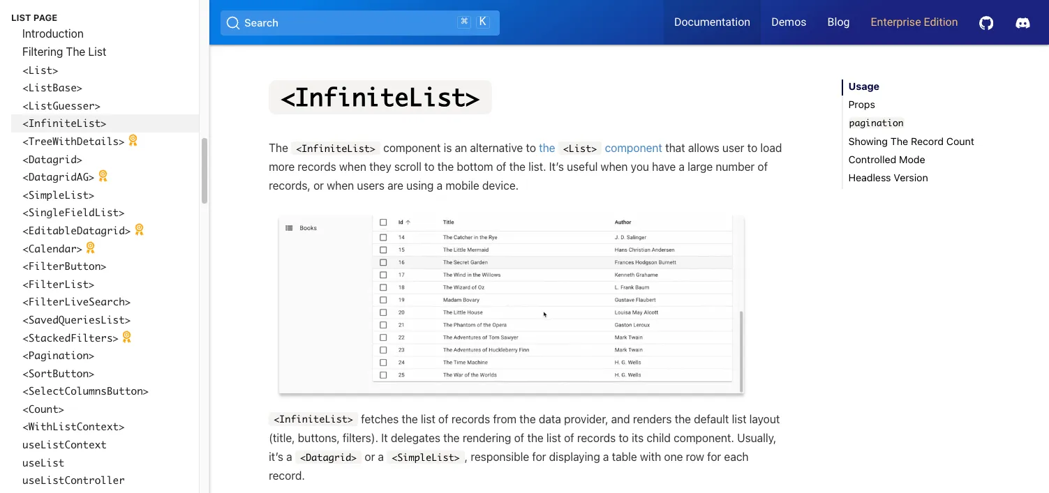 InfiniteList story
