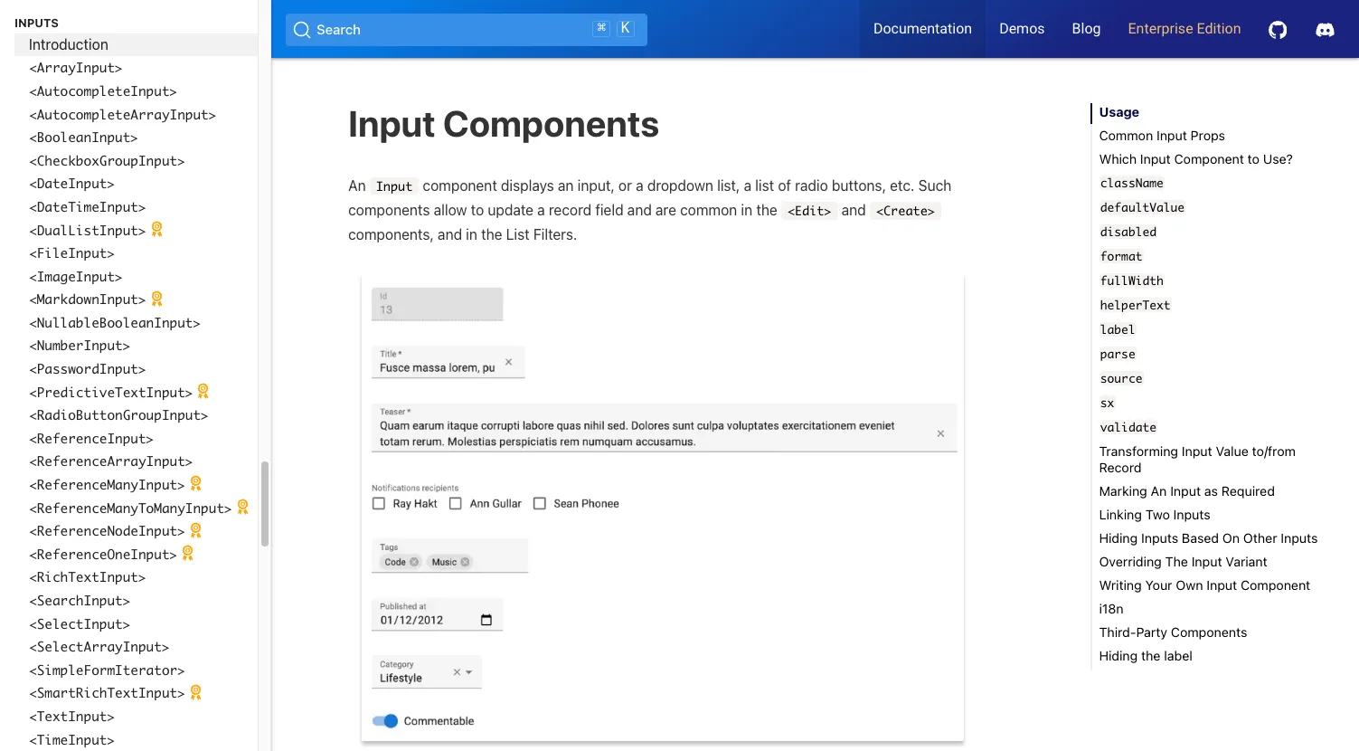 Input documentation