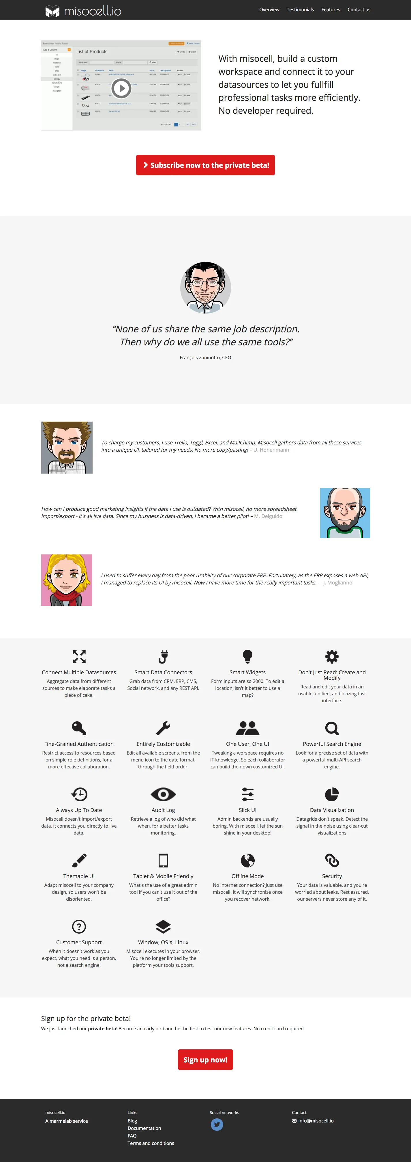 Current version of the landing page