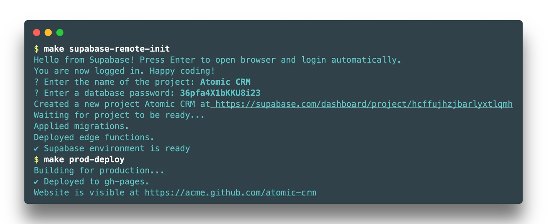 Atomic CRM deployment