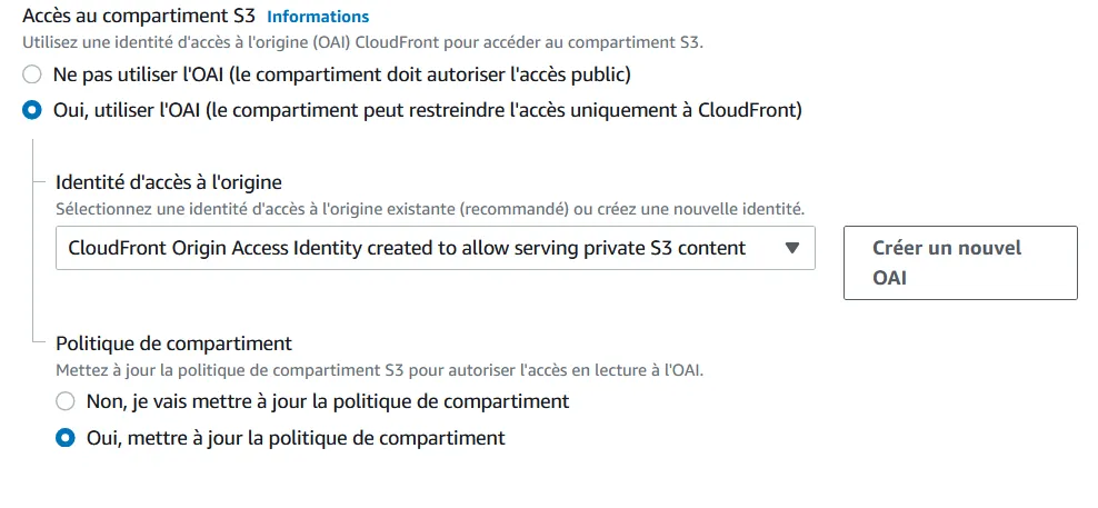 politique accès au bucket par cloudfront