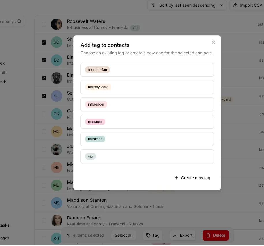 Bulk tag dialog