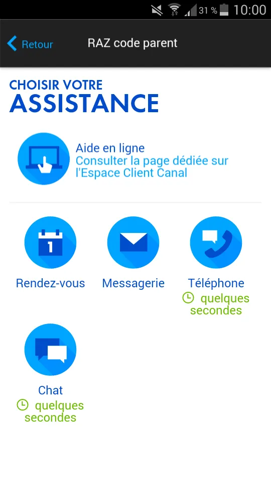 Choix mode de contact - Service Clients CANAL+