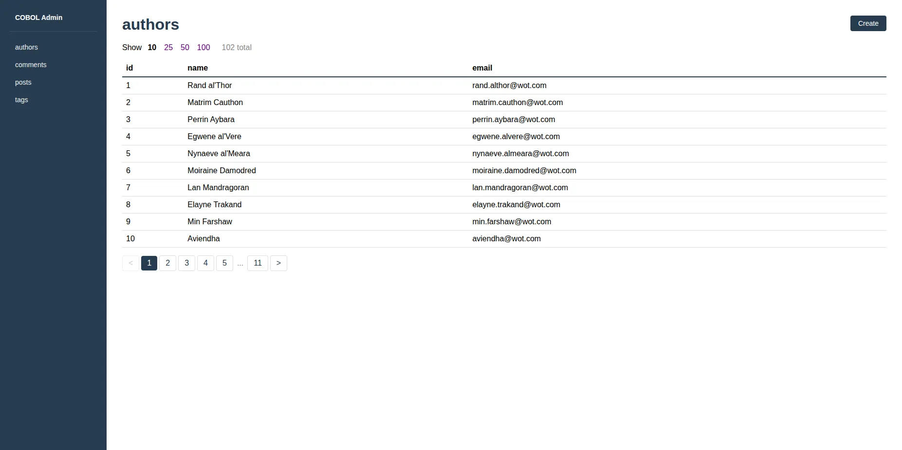 COBOL-Admin interface