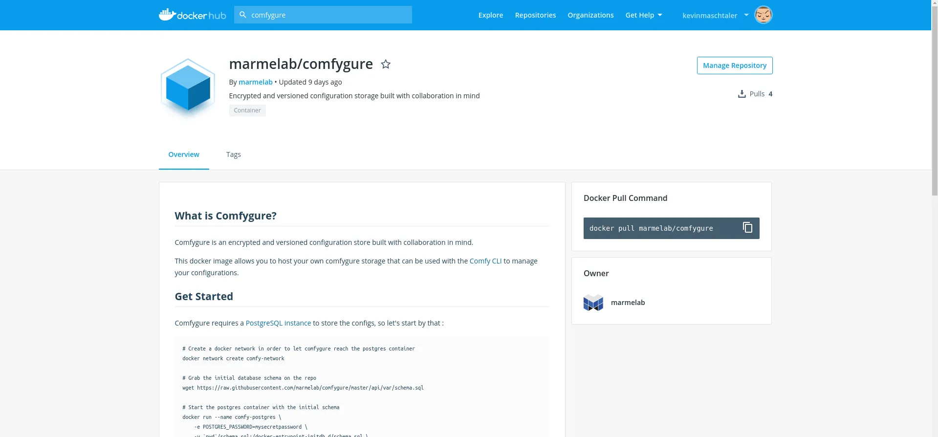 marmelab/comfygure image on Docker Hub