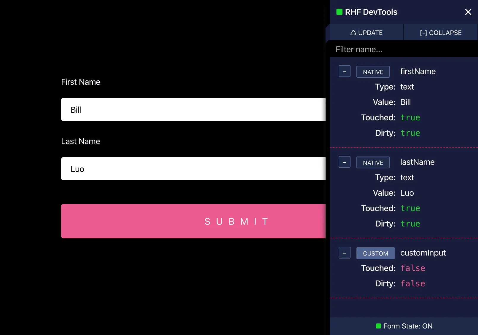 react-hook-form devtools