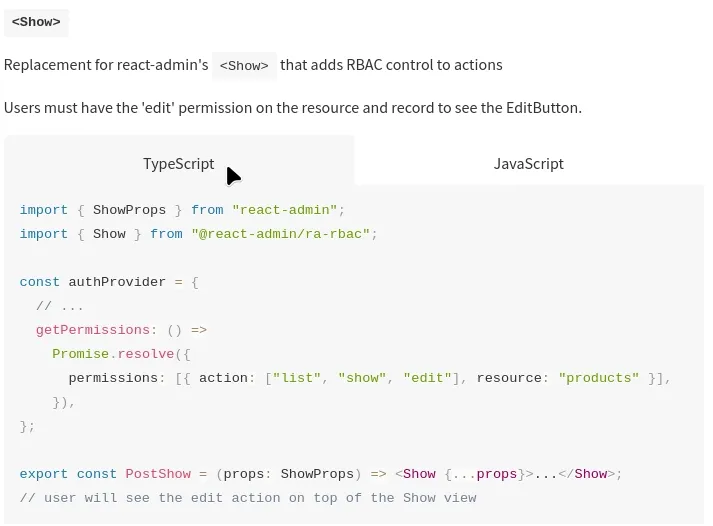 A documentation extract screencast showing both TypeScript and JavaScript examples