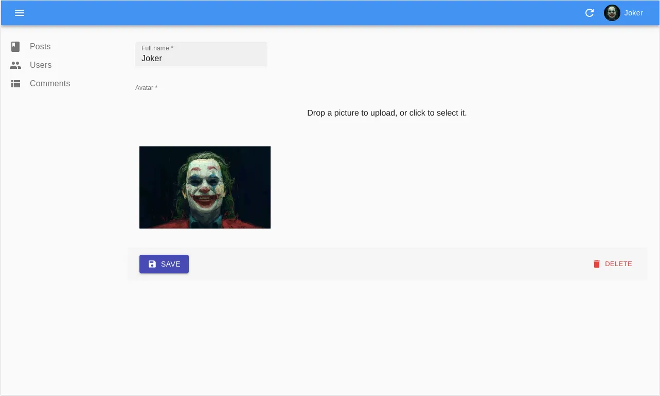 Edit profile page