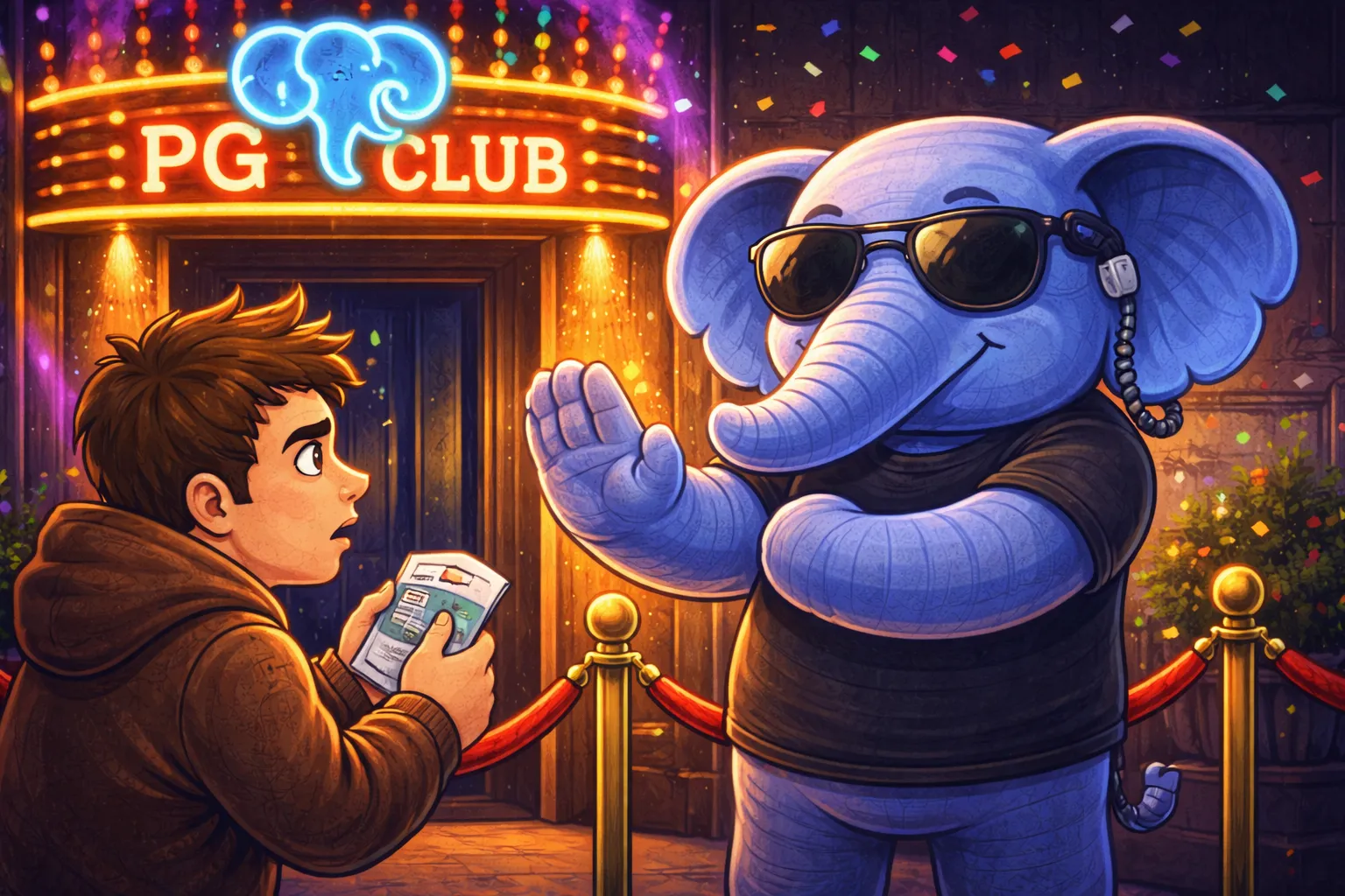 Psql mascot doing traffic circulation