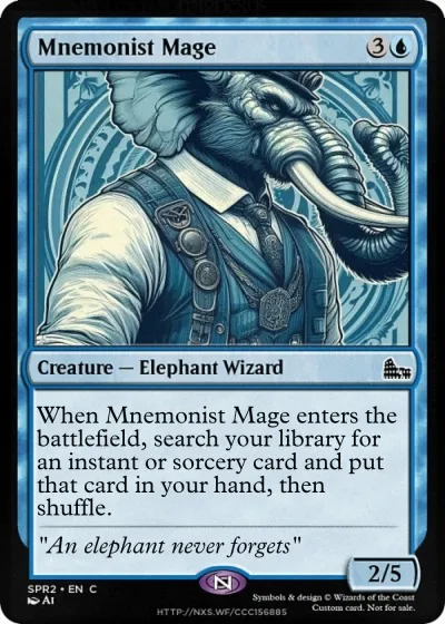A psql elephant playing magic the gathering with an elephantine REST API