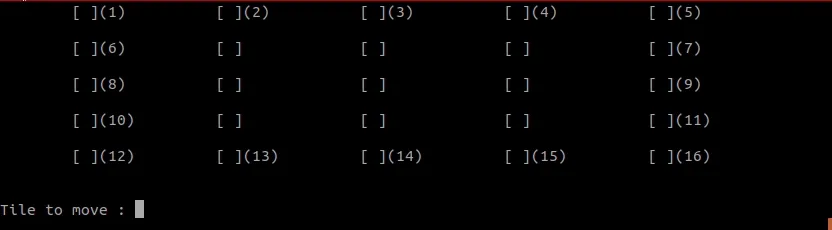 Première interface de jeu