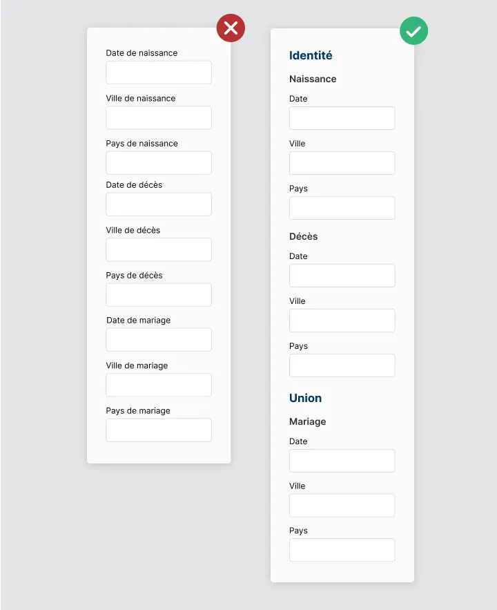 formulaire avec titres
