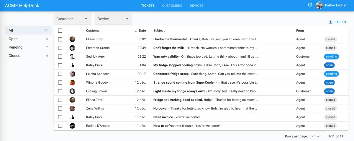 The helpdesk application