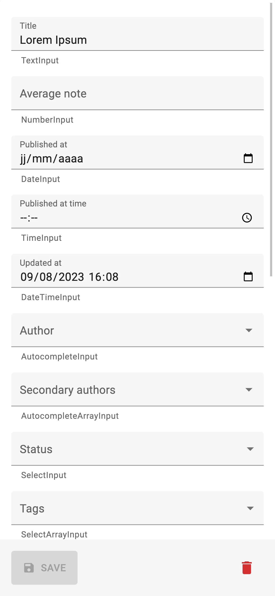 A form displayed on small devices with full-width inputs