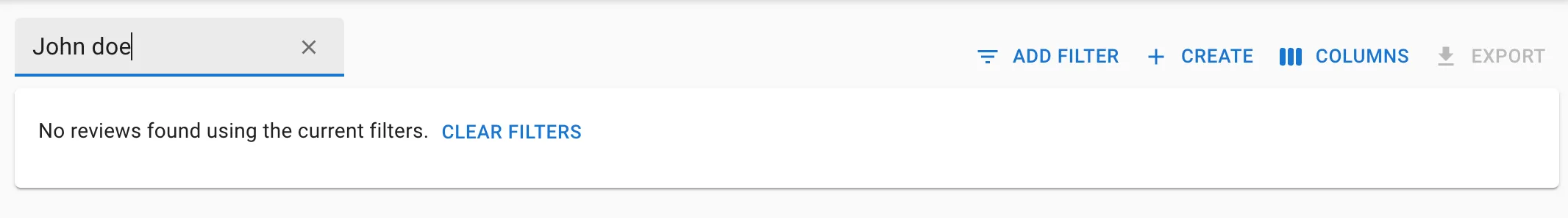 Reset filters in List