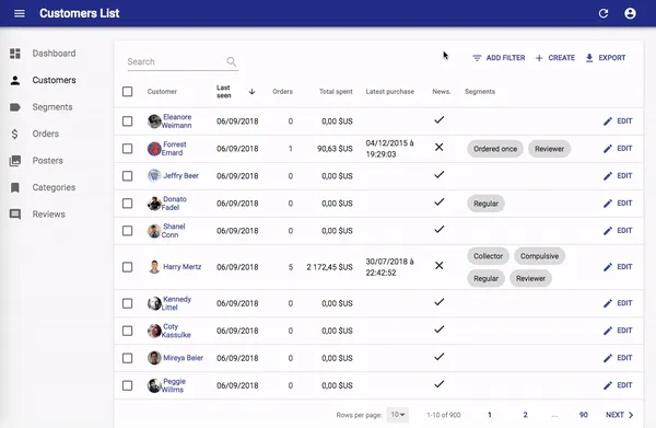 List with per page selector