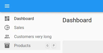 A menu with keyboard shortcuts