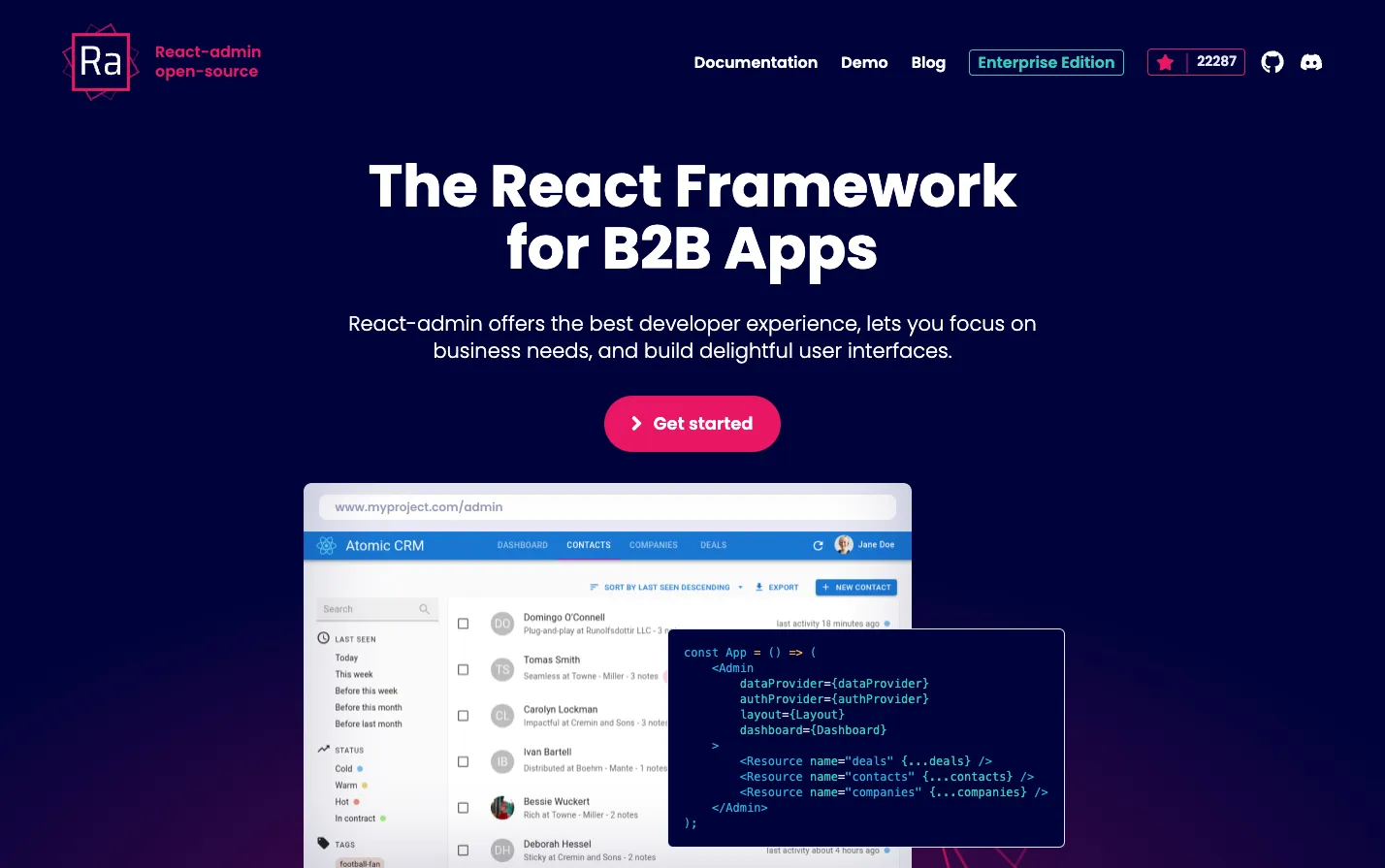 Open-source landing page
