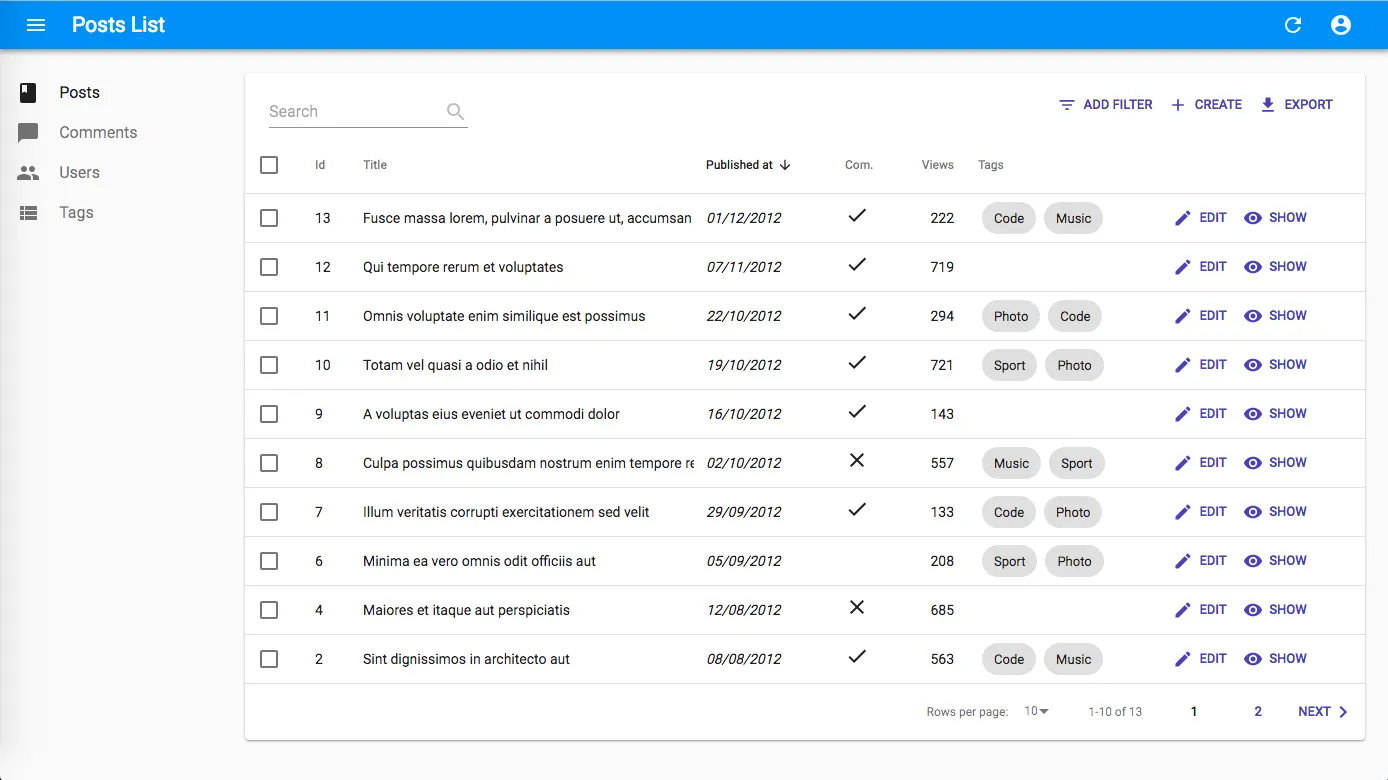 Post list new UI