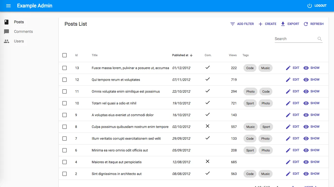 Post list old UI