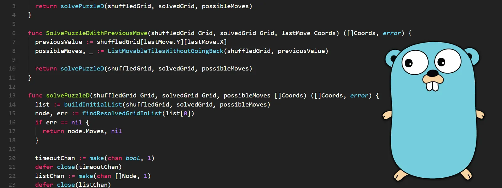 Le jeu du Taquin en go