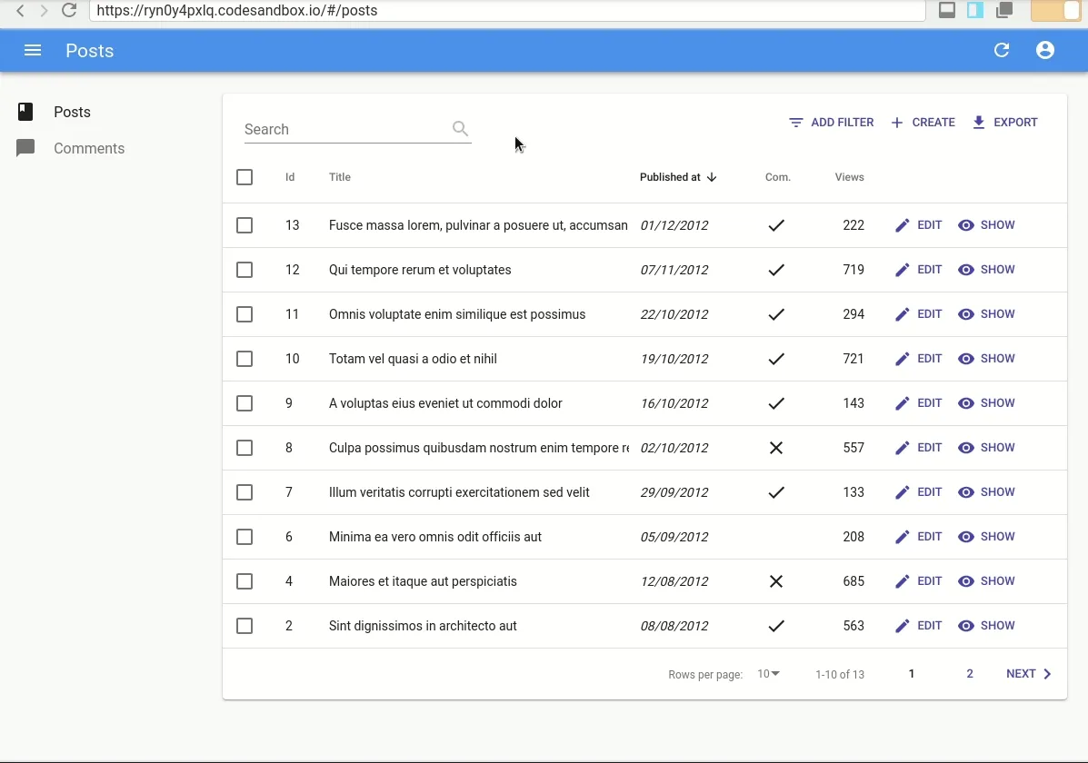 Screenshot of the Edit view with the custom actions