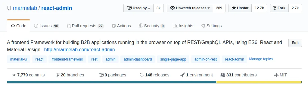 React-admin sur Github