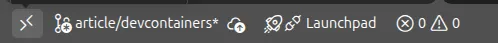 VS Code status bar with the remote indicator button in the bottom-left corner