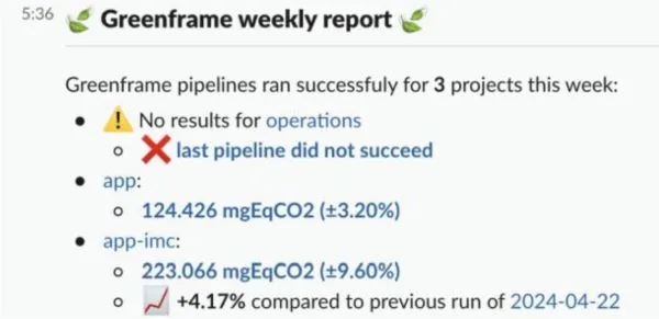 Reporting GreenFrame