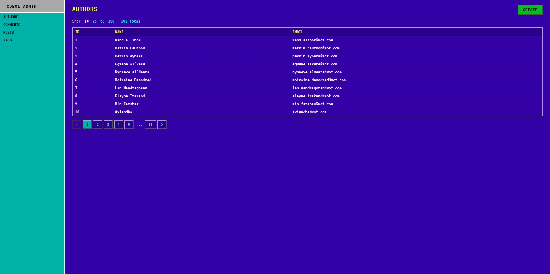 COBOL-Admin interface