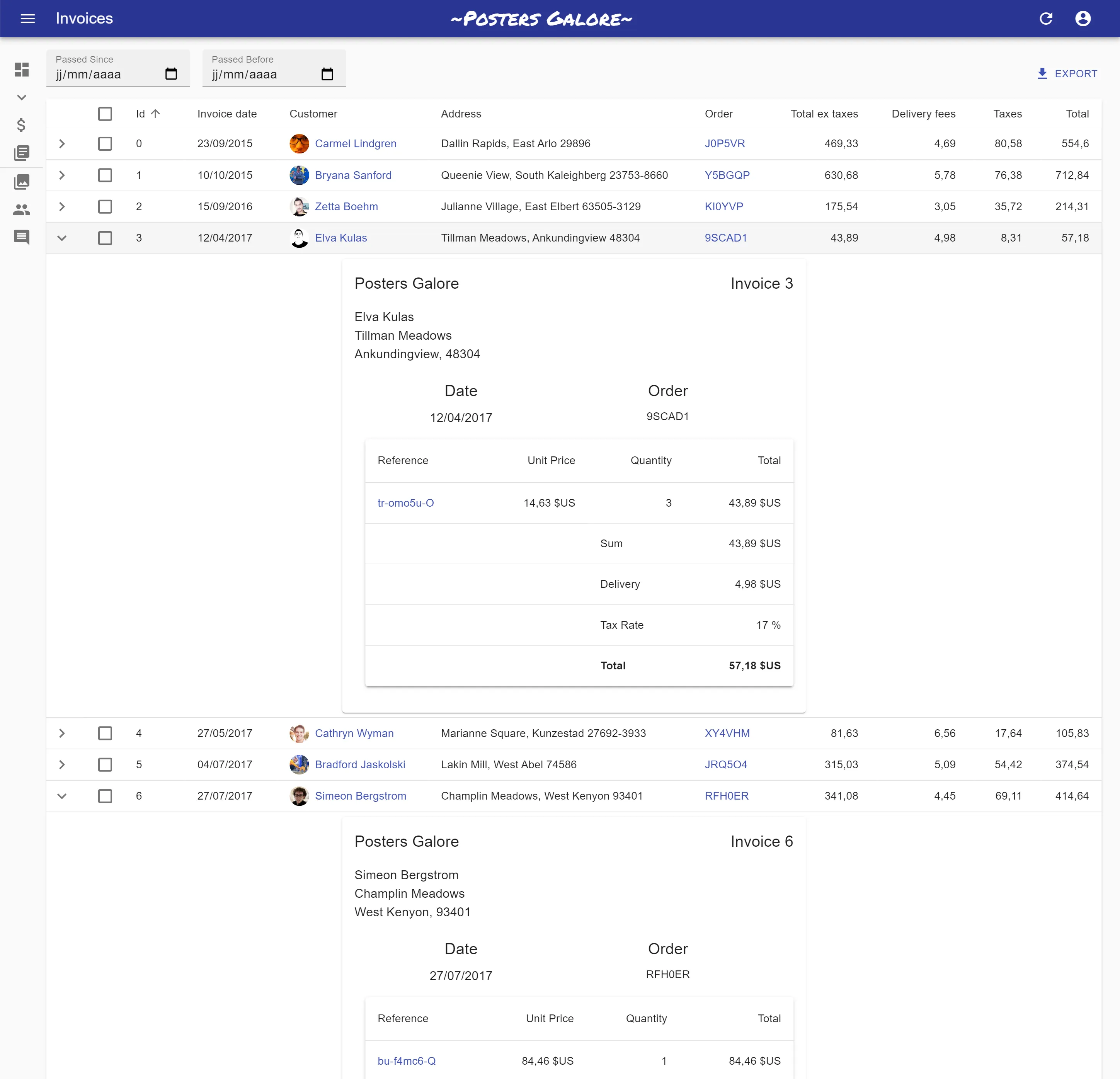 Row Expand Panel