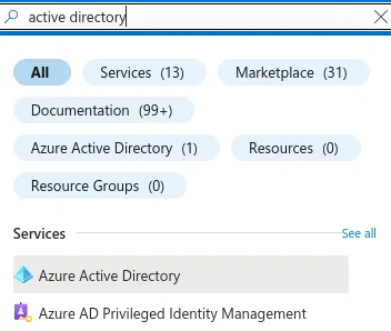 Azure Active Directory dashboard screenshot