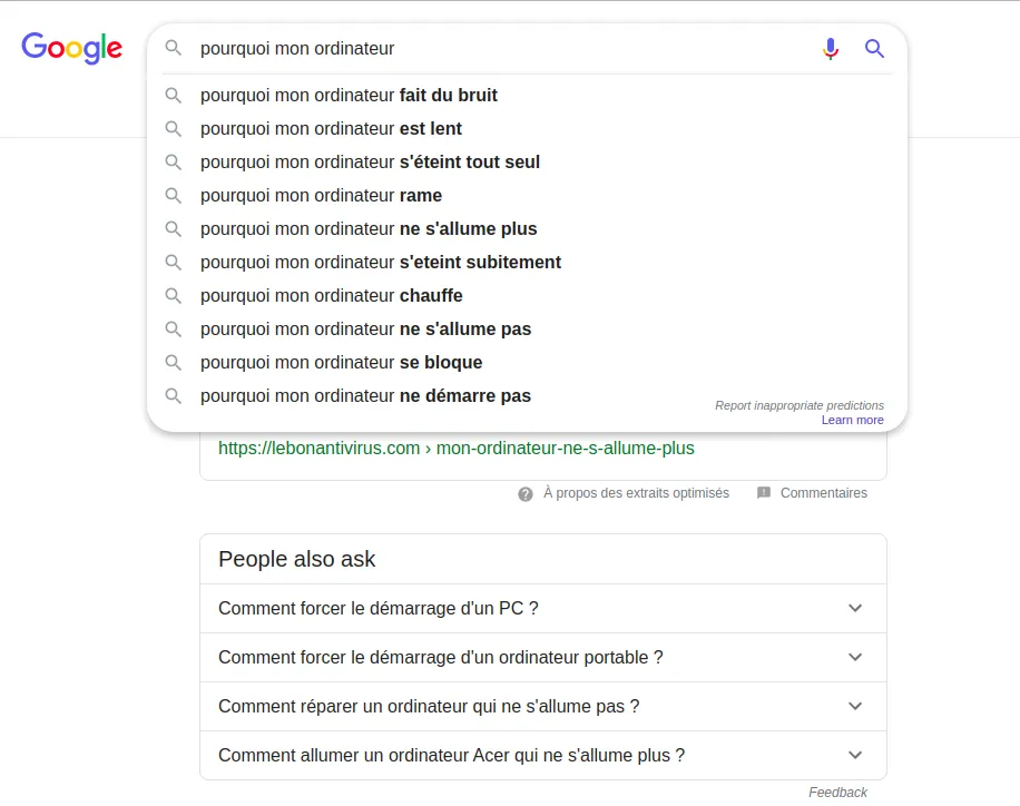 Recherche Google : Pourquoi mon ordinateur