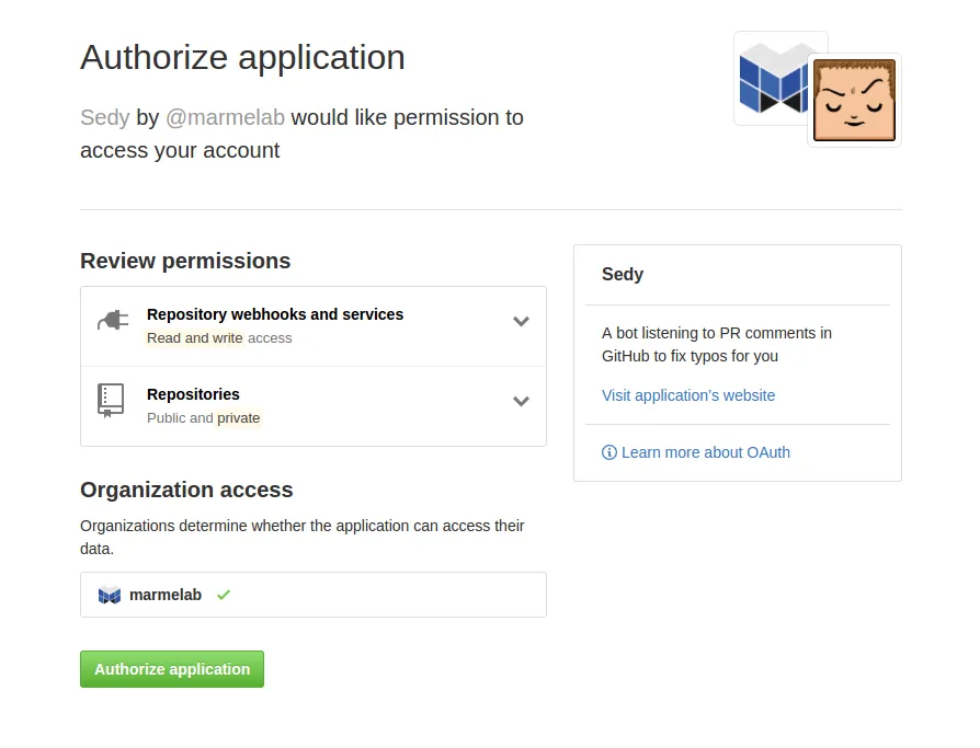 Sedy GitHub Auth