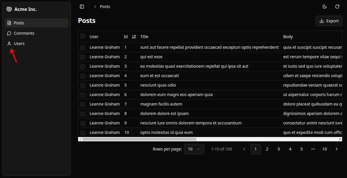 Admin app with icons
