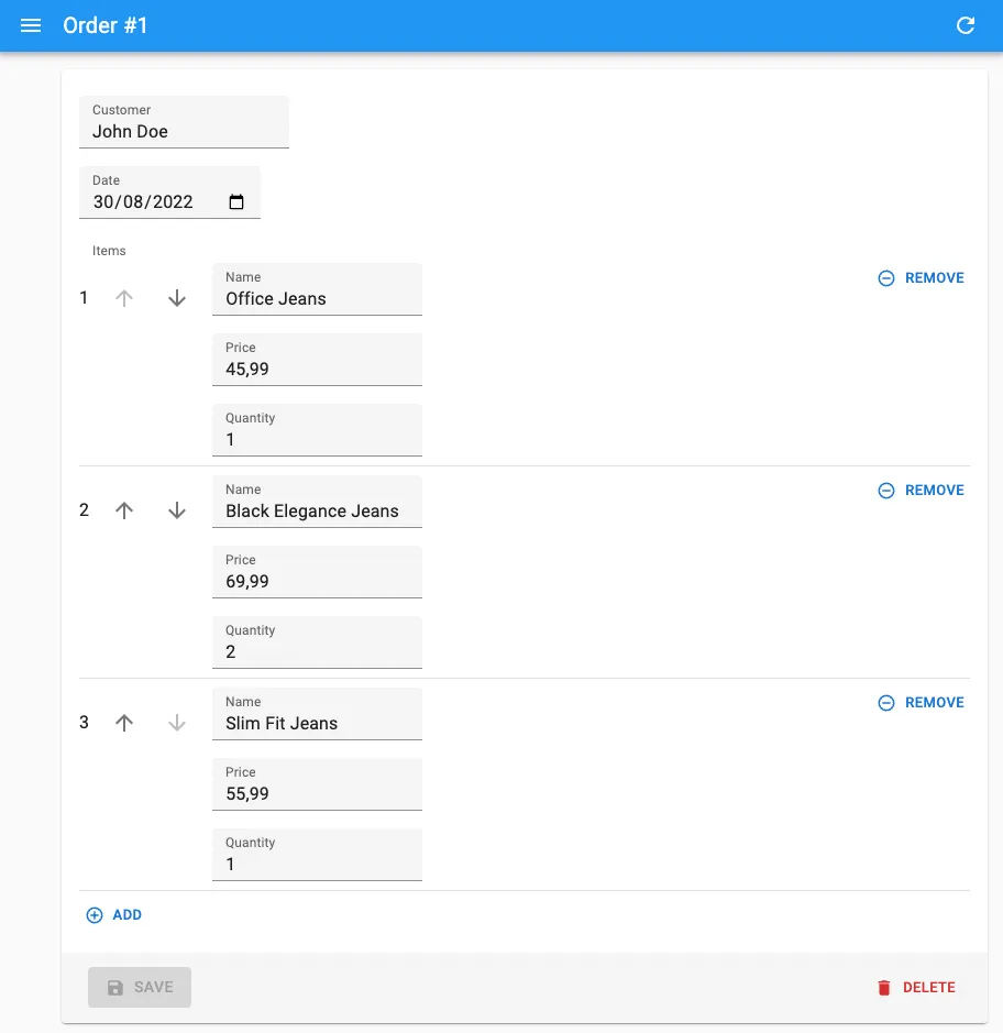 Default SimpleFormIterator