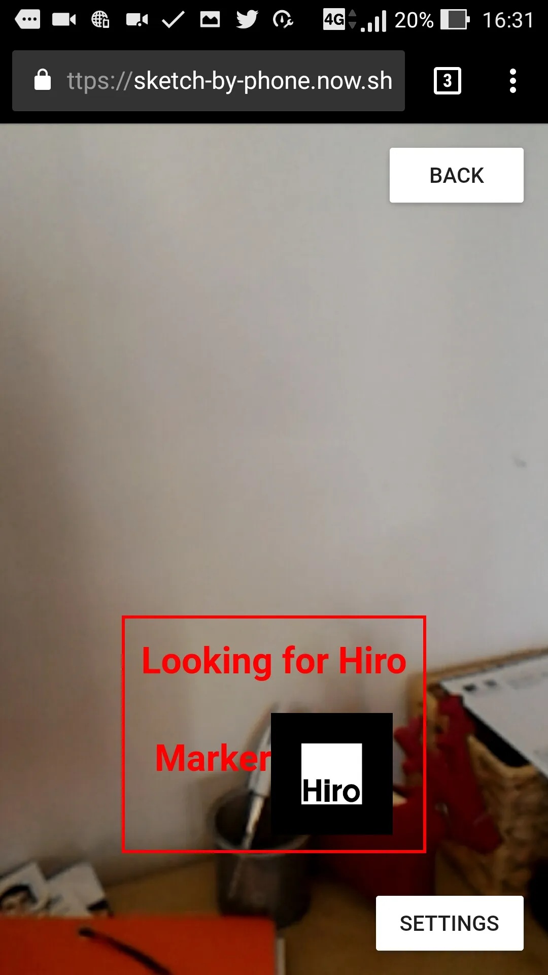 Camera with marker