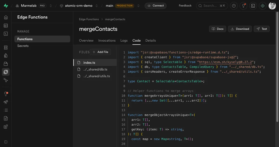Transactions and RLS in Supabase Edge Functions