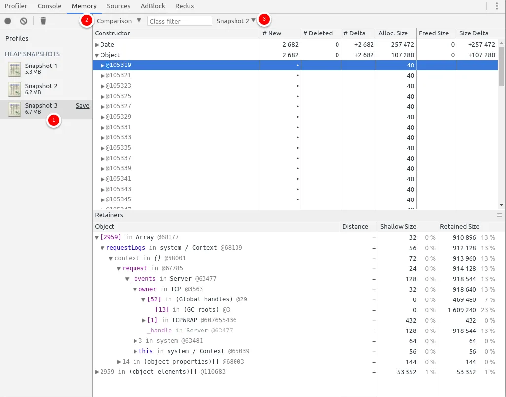 Heap Snapshots Comparison