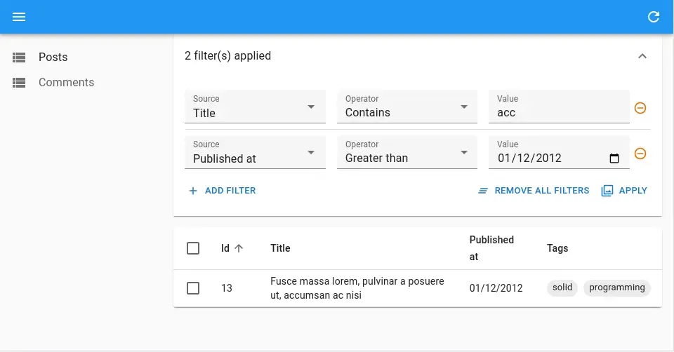 StackedFilters in an Accordion