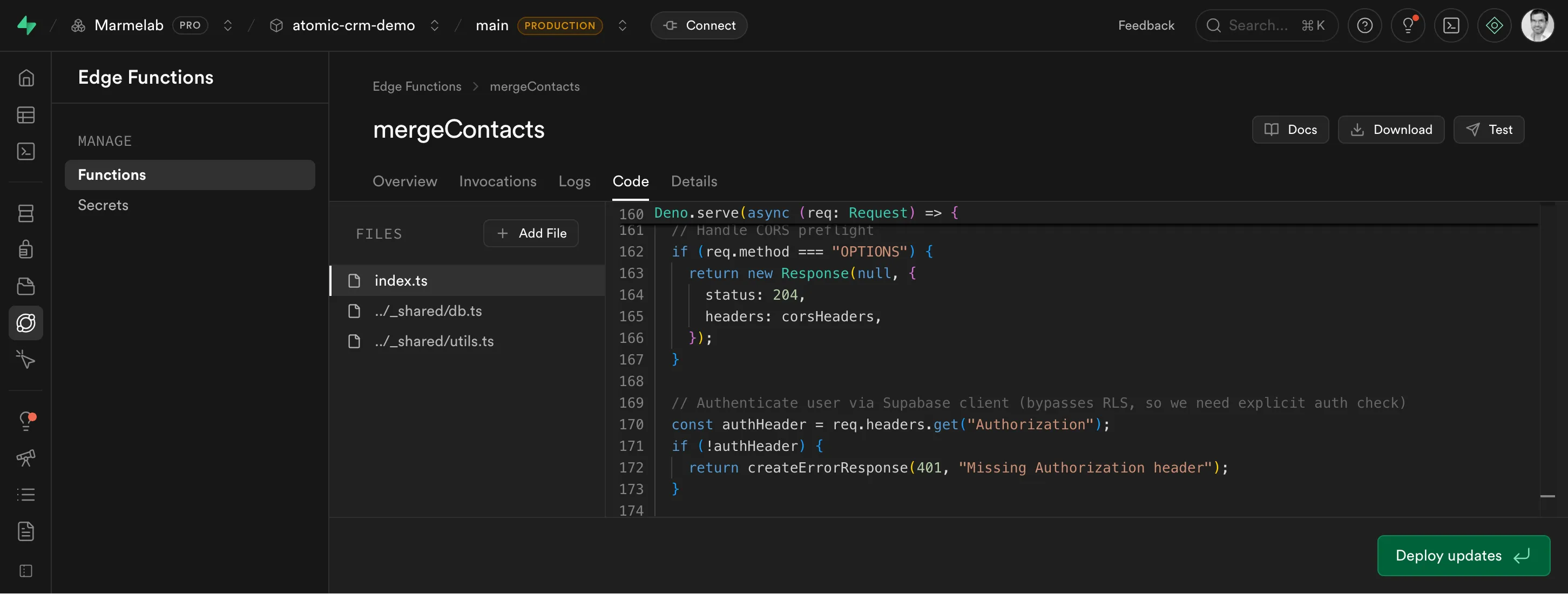 Transactions and RLS in Supabase Edge Functions
