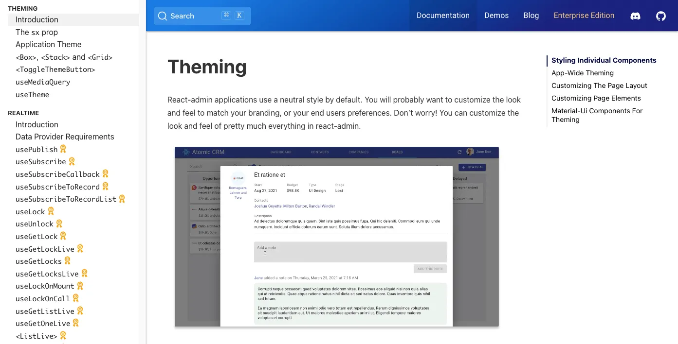 Theming page