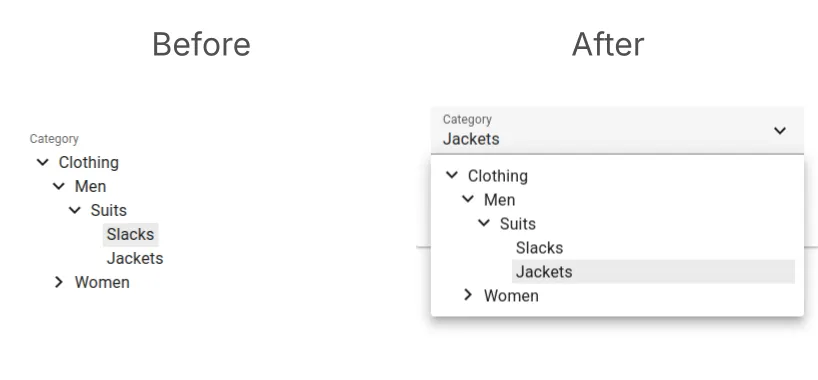 TreeInput before and after
