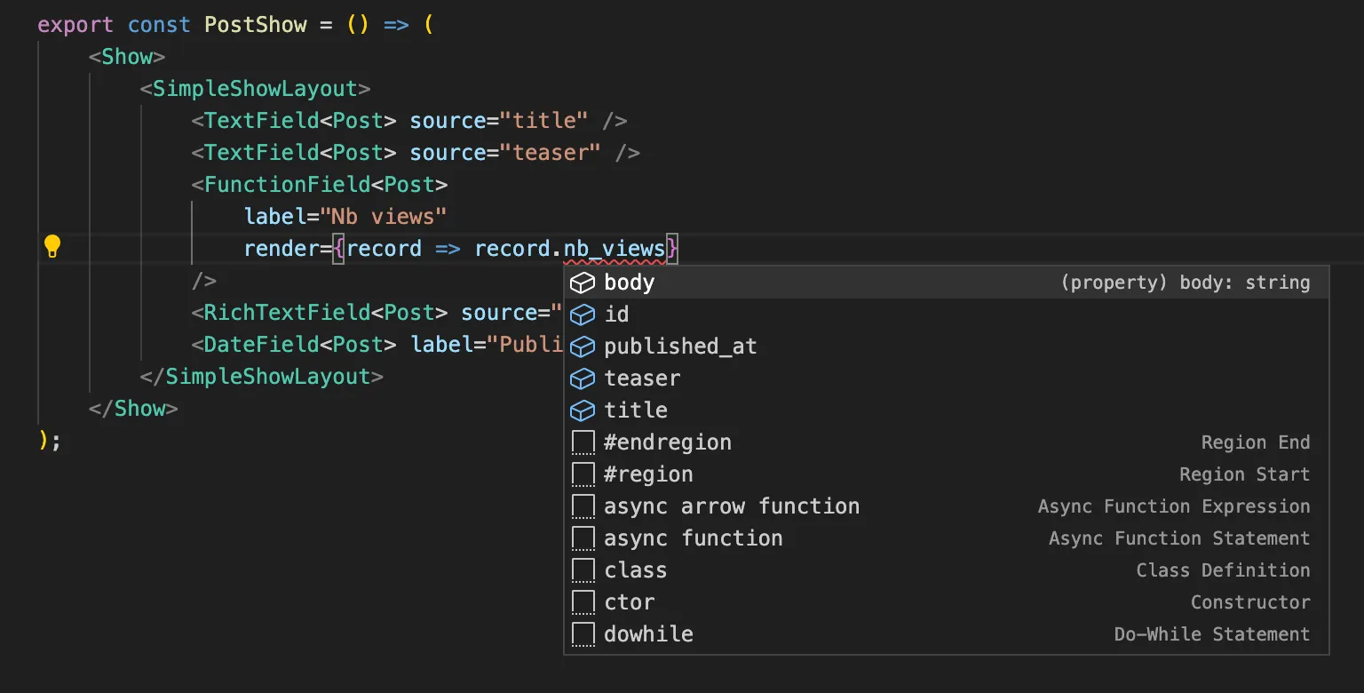 TypeScript in function fields